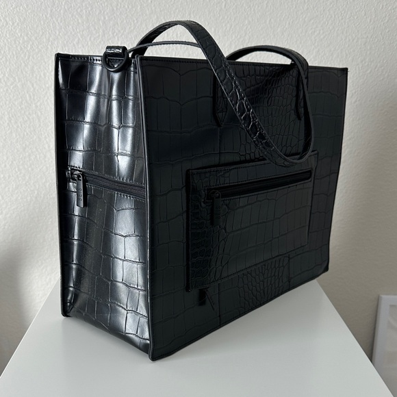 BEIS Black Croc-Embossed Work Tote - Picture 5 of 7